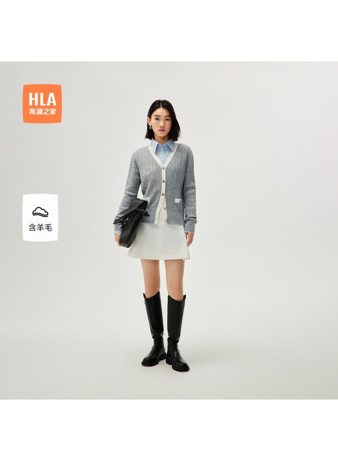 HLA Retro Button-Down V-Neck Knitted Cardigan For Spring And Autumn - Image 2