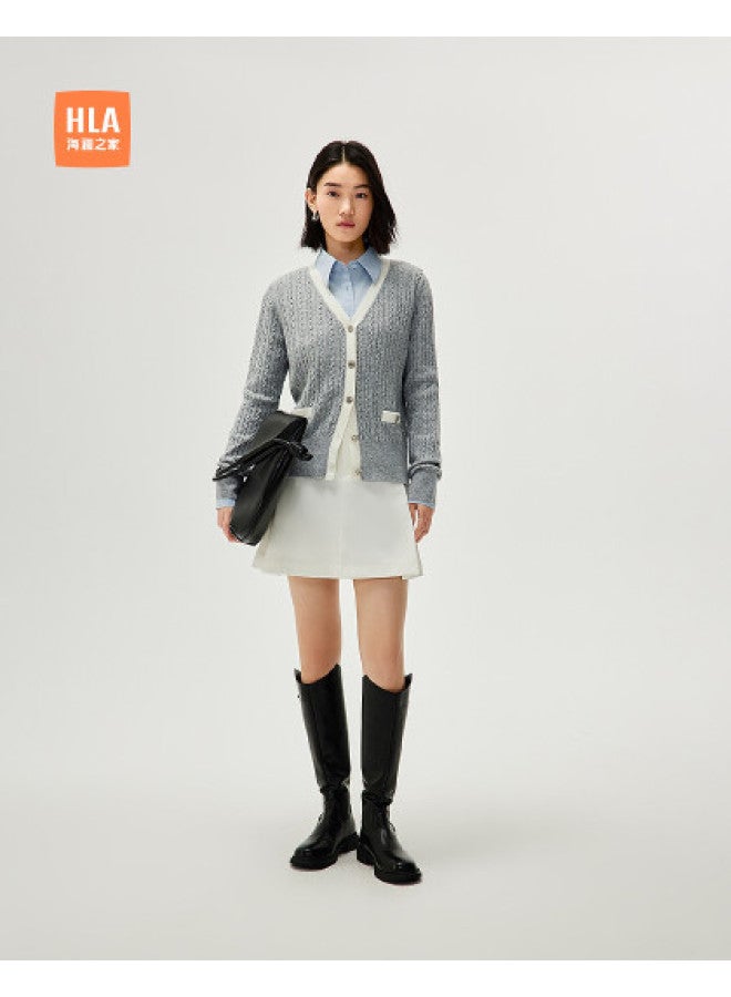 HLA Retro Button-Down V-Neck Knitted Cardigan For Spring And Autumn - Image 1