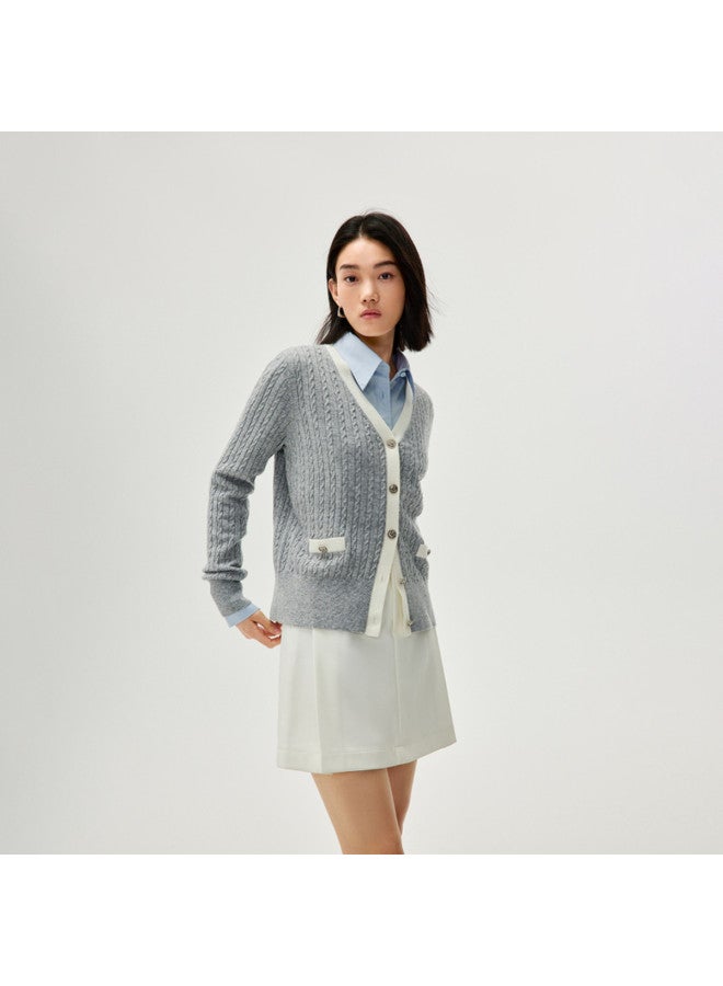 HLA Retro Button-Down V-Neck Knitted Cardigan For Spring And Autumn - Image 3