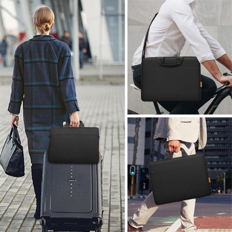 ZYB Waterproof Laptop Bag 15 15.6 16 Inch,Laptop Case 15.6-16 Inch Sleeve with Shoulder Strap,Notebook Case for 15.6 16 Inch Laptop Lenovo MacBook Pro 16 15 HP Acer ASUS DELL etc 15.6 16in Bag-Black - Image 2