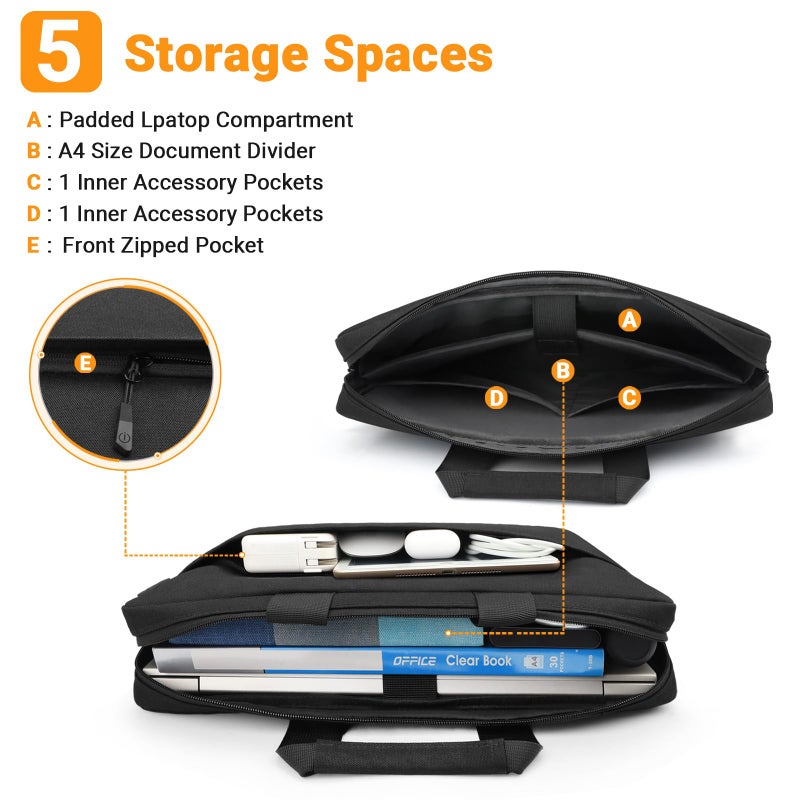 ZYB Waterproof Laptop Bag 15 15.6 16 Inch,Laptop Case 15.6-16 Inch Sleeve with Shoulder Strap,Notebook Case for 15.6 16 Inch Laptop Lenovo MacBook Pro 16 15 HP Acer ASUS DELL etc 15.6 16in Bag-Black - Image 5