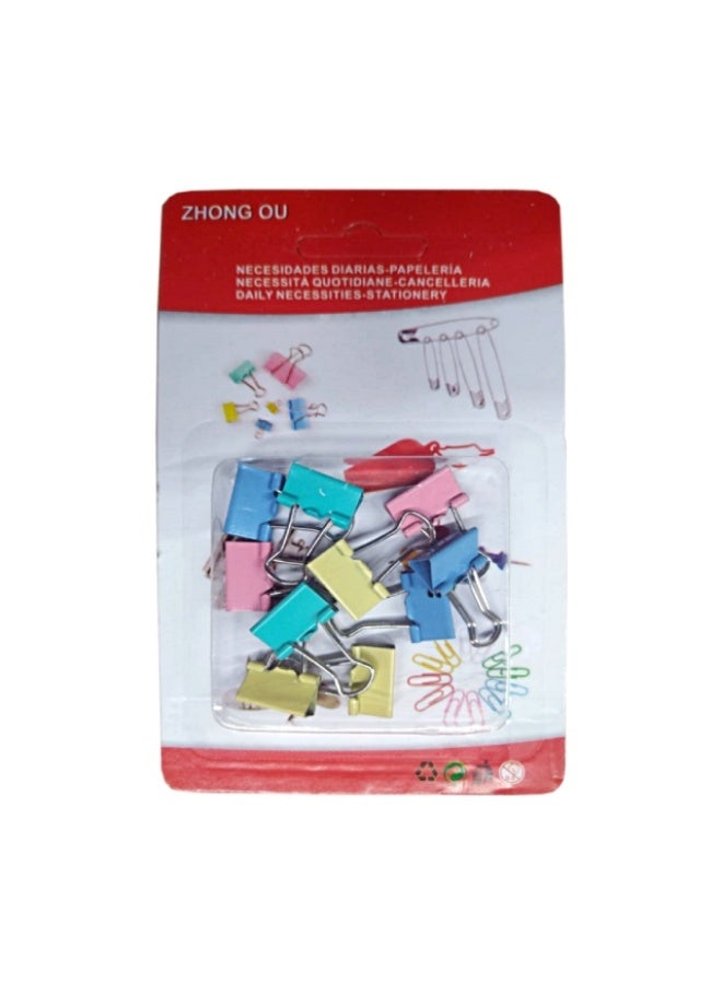 Binder Clip, Mixed Colors - 10 Pieces, China