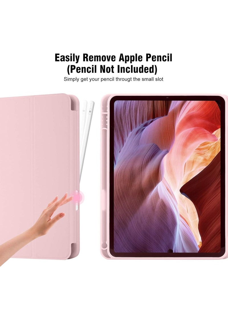 Raxoom iPad 10th Generation Case 2022 with Pencil Holder - Soft TPU Back Protective Smart Trifold Stand Cover for iPad 10.9 Inch (10th Gen), Auto Wake/Sleep - Pink - Image 2