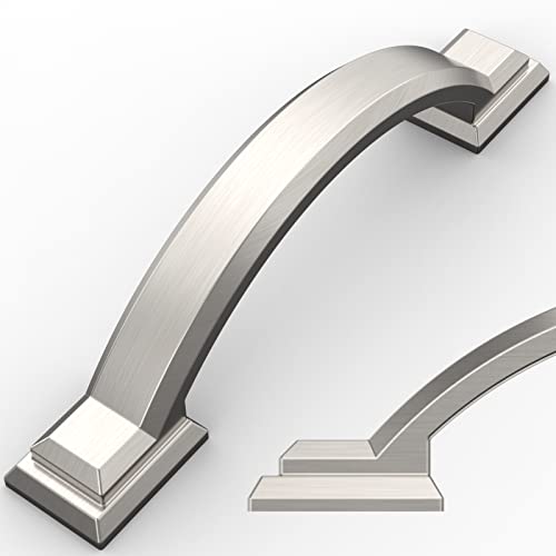 Amerdeco 10 Pack Brushed Satin Nickel Cabinet Pulls 3 Inch(76mm) Hole Centers, Handles for Kitchen Cabinet Hardware, Arch Cabinet Handles for Bathroom Dresser Drawer Handles ZH0016… - Image 1