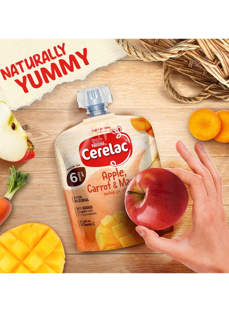 Cerelac Fruits Puree Pouch In Apple Carrot And Mango Value Pack 16 x 90g - Image 2