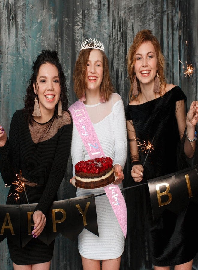 CIEHER 21st Birthday Gifts for Her - 21 Years Old Birthday Crown and Glitter 21 Sash It's My 21st Bday Party Decorations - Image 3