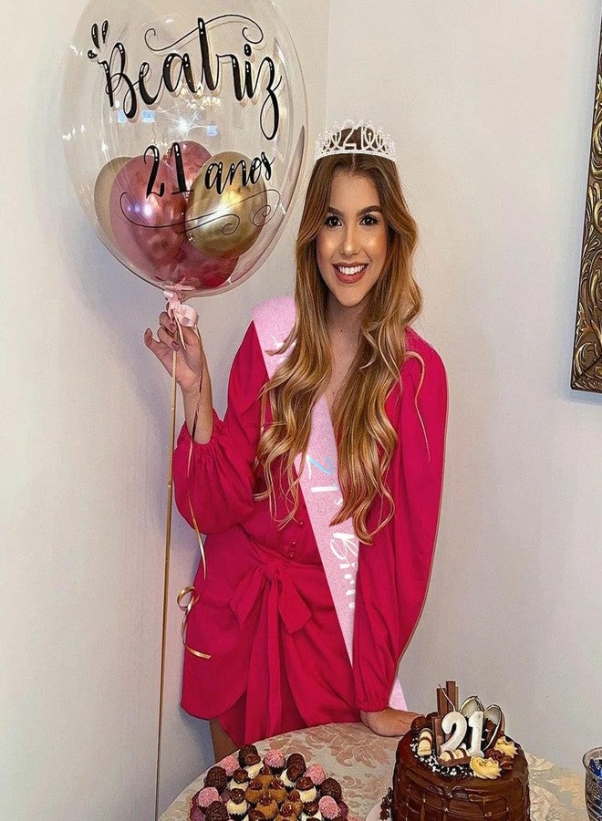 CIEHER 21st Birthday Gifts for Her - 21 Years Old Birthday Crown and Glitter 21 Sash It's My 21st Bday Party Decorations - Image 2