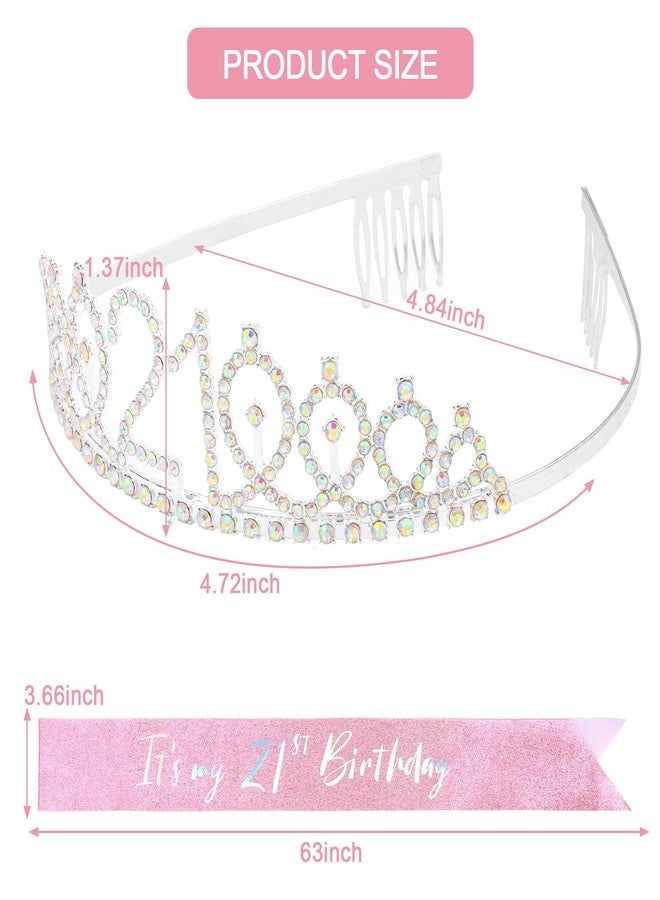 CIEHER 21st Birthday Gifts for Her - 21 Years Old Birthday Crown and Glitter 21 Sash It's My 21st Bday Party Decorations - Image 5