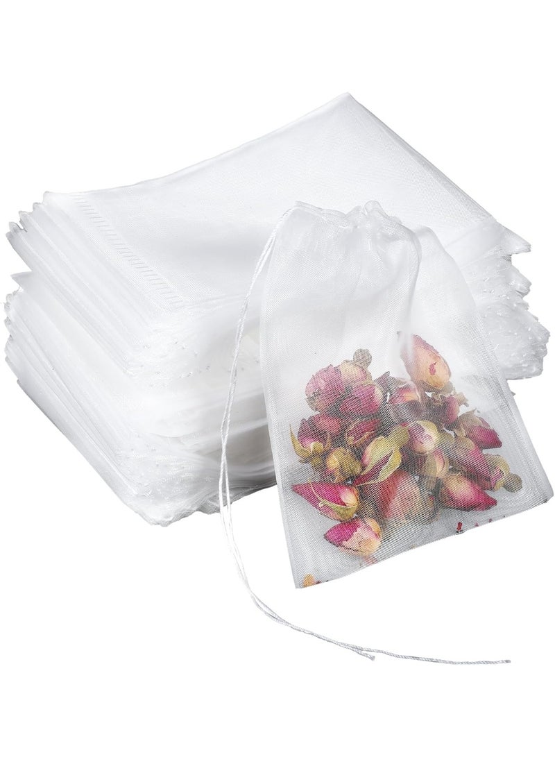Empty disposable tea filter bags, loose-leaf tea bags with drawstring and filter, multi-purpose bags, non-woven fabric bags for herbs, spices and coffee (pack of 100) - Image 2