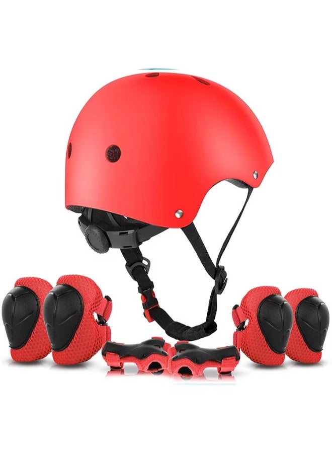 Kids & Teens Skateboard Helmet with Knee, Elbow & Wrist Pads – 7-Piece Protective Gear Set for Skating, Biking, Scooters – Adjustable & Lightweight Safety Kit (Blue)  - Image 3