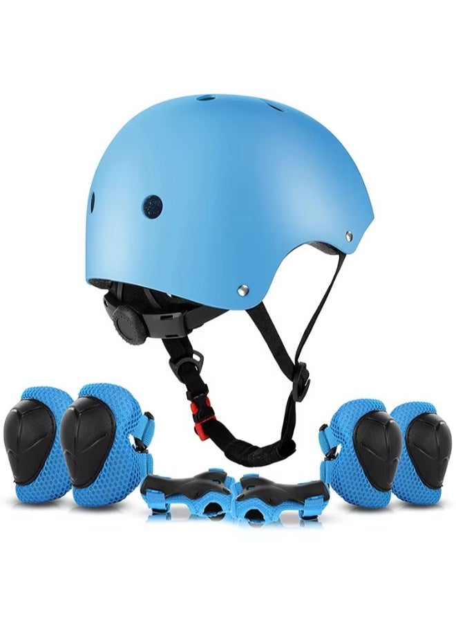 Kids & Teens Skateboard Helmet with Knee, Elbow & Wrist Pads – 7-Piece Protective Gear Set for Skating, Biking, Scooters – Adjustable & Lightweight Safety Kit (Blue)  - Image 4