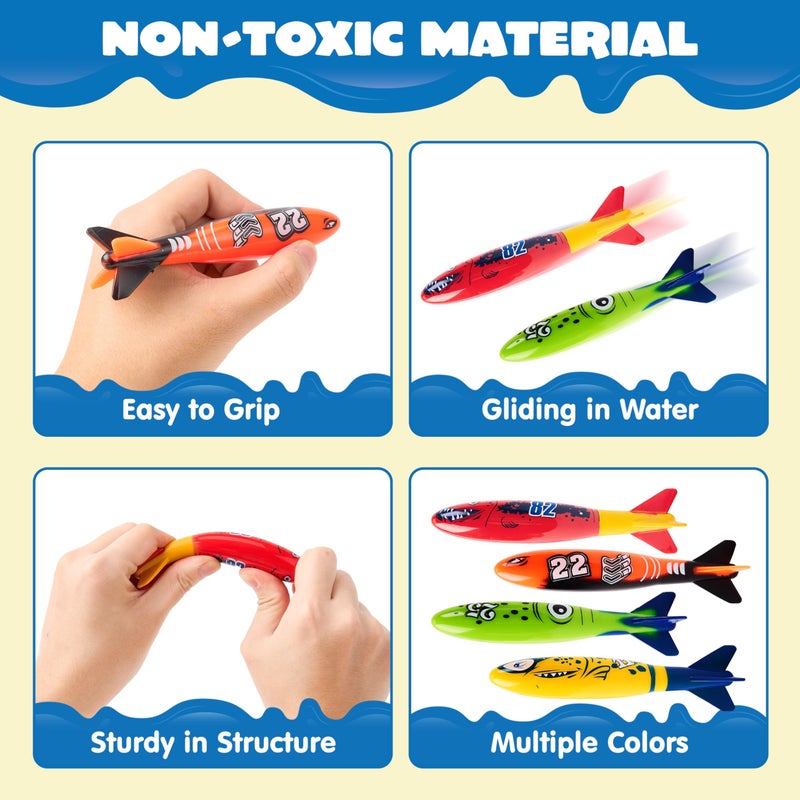 JOYIN 8 Pack Pool Toys, Shark Underwater Diving Toys, Colorful Swimming Toy Sinking Throwing for Kids Gifts Summer Swim Dive Training Water Fun Pool Games(Sharks) - Image 4