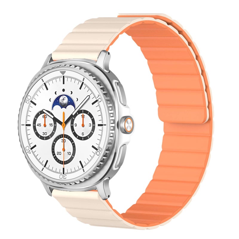 GLX سوار ساعة ذكية رياضي من السيليكون متوافق مع Samsung Galaxy Watch 8 بملاءمة قابلة للتعديل وحزام ناعم للاستبدال اليومي باللون برتقالي قابل للتعديل - Image 1