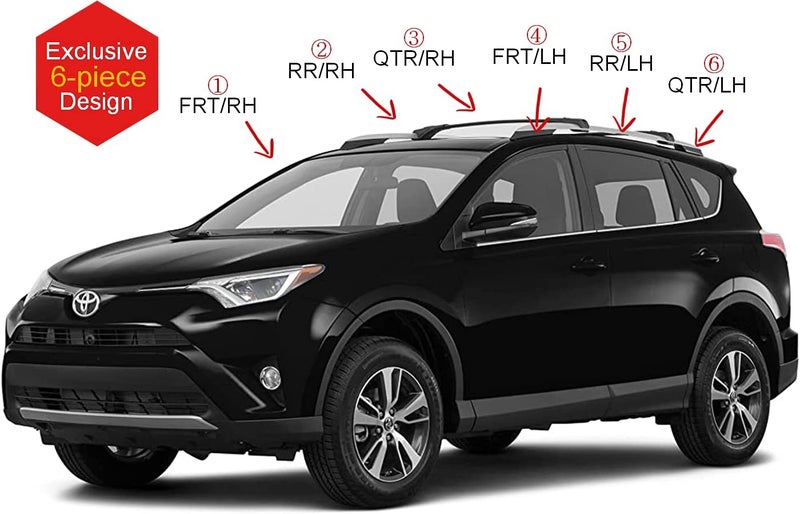AUTO CLOVER AUTOCLOVER Tape-On Rain Guards Window Visors 6 Pcs Set for Toyota Rav4 2013 2014 2015 2016 2017 2018 / Window Deflectors, Out-Channel Vent Shades (Smoked) - Image 3
