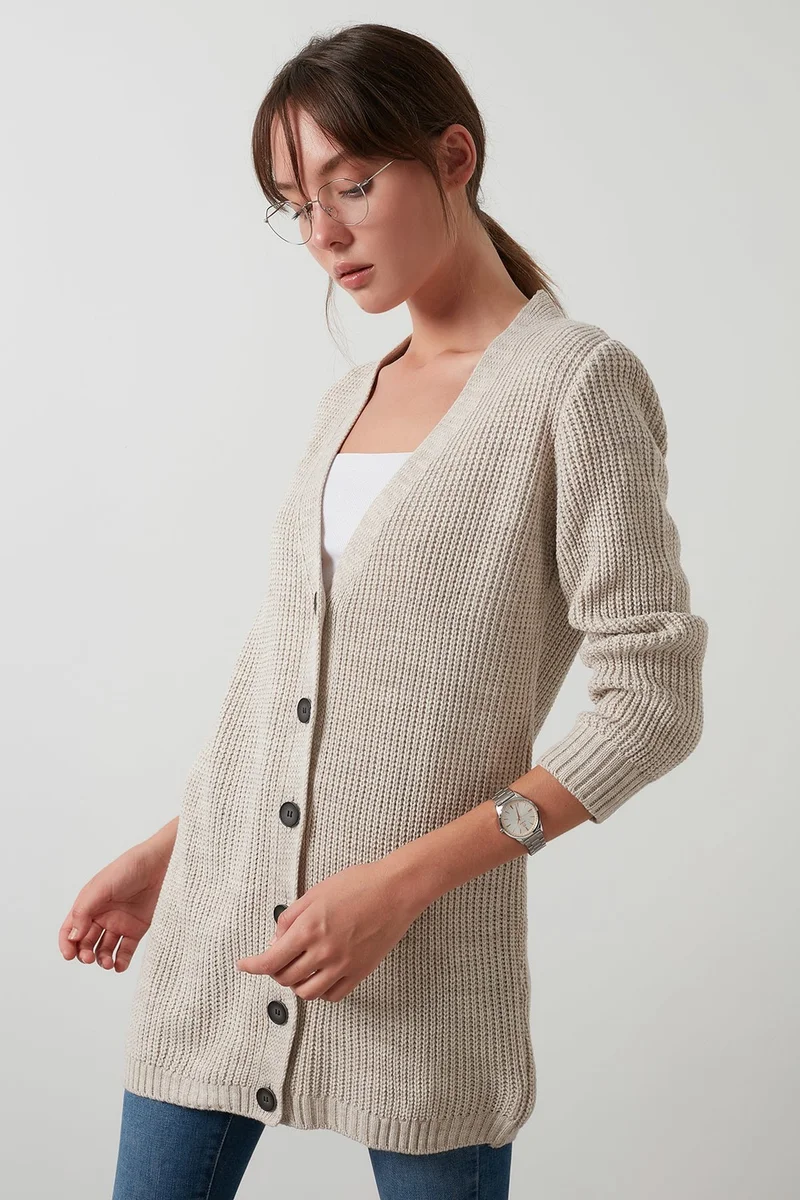Lela 100% Soft Acrylic Knitwear Knitted Long Cardigan Women's Cardigan 4615044