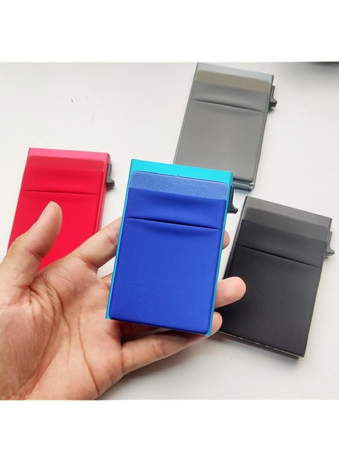 erorex Minimalist Pop Up Card Holder Wallet For Men Rfid Blocking Slim Business Credit Card Wallet With Money Pocket Aluminum Metal Bank Card Case For And Debit Cards Blue  - Image 3