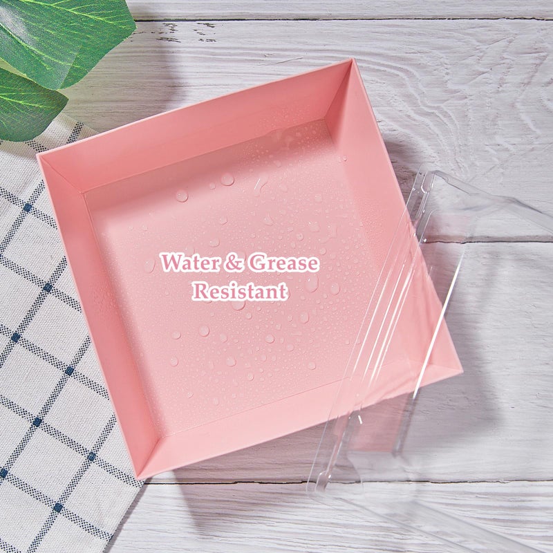 Ocmoiy 50 Pack Small Charcuterie Boxes with Clear Lids 4x4 Inch, To Go Disposable Paper Food Containers Bakery Treat Boxes for Desserts, Cake Slice, Cookies, Strawberries (Pink, 50) - Image 4