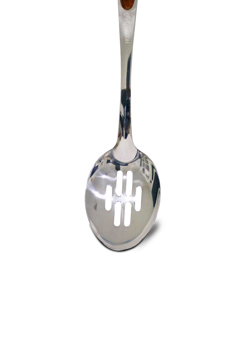 Homeway Stainless Steel Slotted Spoon Woodi Series – Elegant and Functional Serving Tool - Image 2