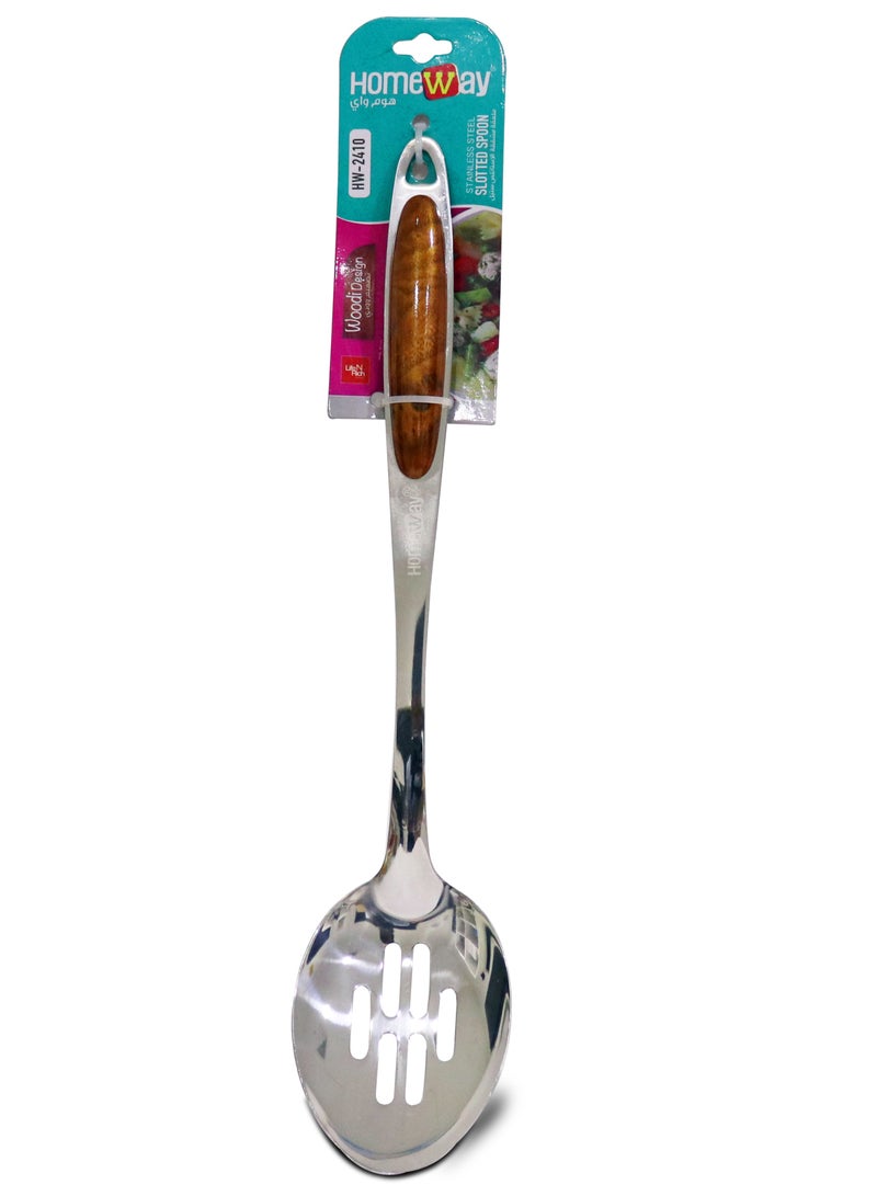 Homeway Stainless Steel Slotted Spoon Woodi Series – Elegant and Functional Serving Tool - Image 1