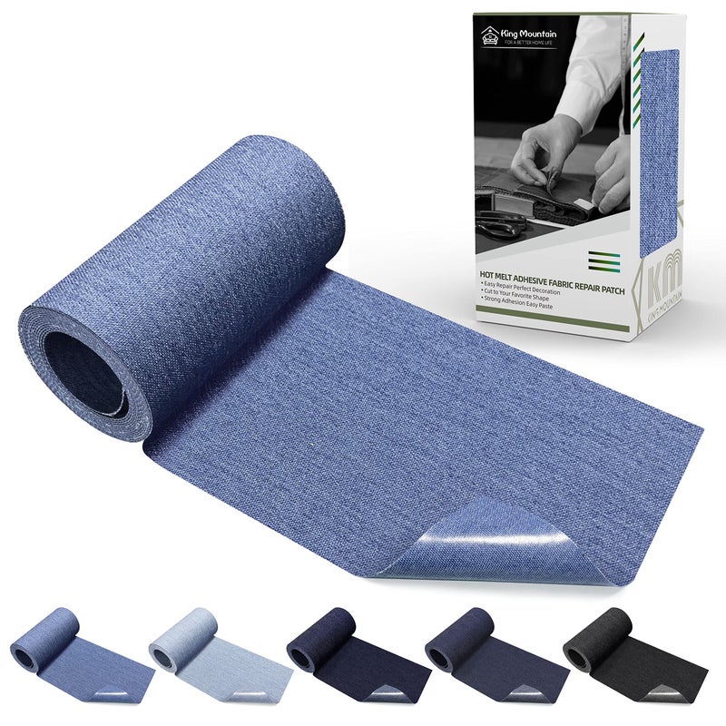 KING MOUNTAIN Ironon Repair Patch3x60100 Cotton Denim Ironon Repair Patch Jeans and Clothing Repair and Decoration Kit Sky Blue