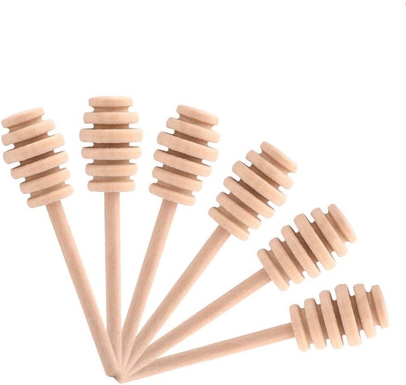AUDBUA 50Pcs/Set Household Wooden Portable Mini Jam Honey Dipper Jar Dispensing Collecting Stirring Rod Stick Mino Dispense Drizzle Honey (10.5CM) - Image 1