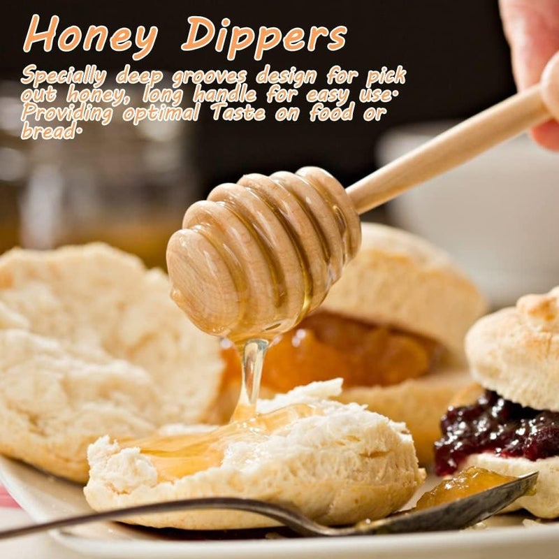 AUDBUA 50Pcs/Set Household Wooden Portable Mini Jam Honey Dipper Jar Dispensing Collecting Stirring Rod Stick Mino Dispense Drizzle Honey (10.5CM) - Image 5