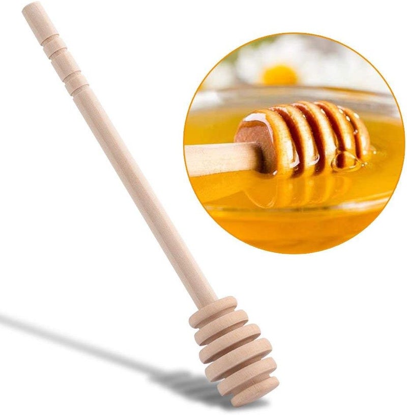 AUDBUA 50Pcs/Set Household Wooden Portable Mini Jam Honey Dipper Jar Dispensing Collecting Stirring Rod Stick Mino Dispense Drizzle Honey (10.5CM) - Image 4