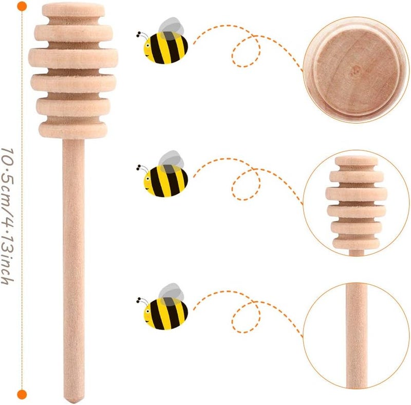 AUDBUA 50Pcs/Set Household Wooden Portable Mini Jam Honey Dipper Jar Dispensing Collecting Stirring Rod Stick Mino Dispense Drizzle Honey (10.5CM) - Image 2