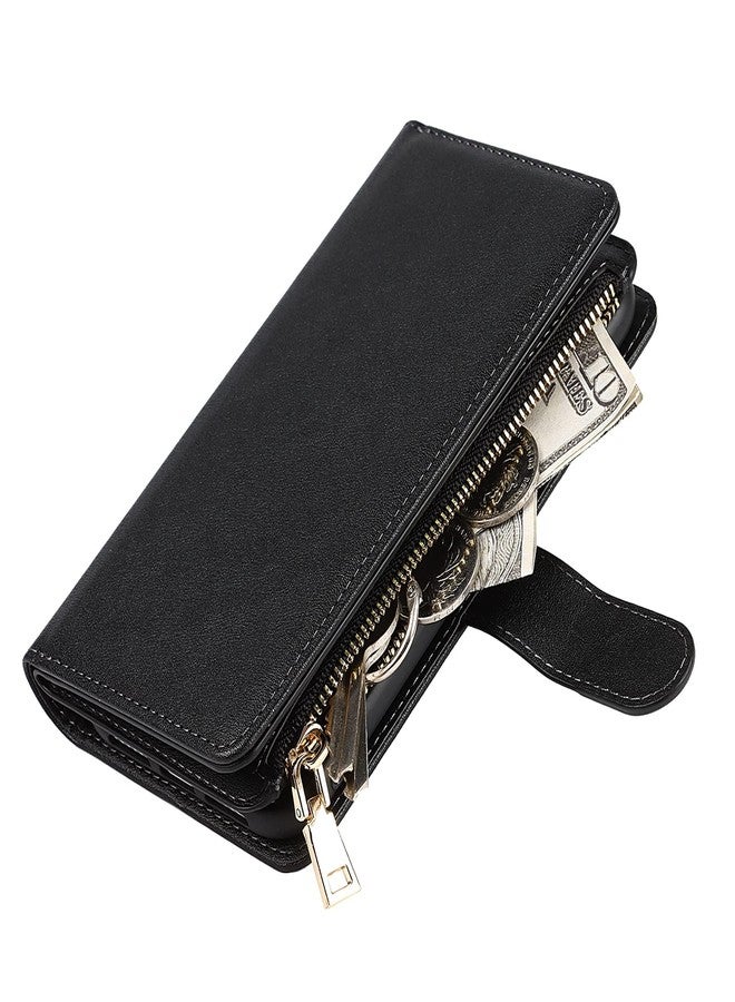 Jaorty for iPhone XR Wallet Case with Strap,for iPhone XR Phone Case for Women with Card Holder, Crossbody PU Leather Zipper Pocket Case with Credit Card Holders,6.1" Black - Image 4