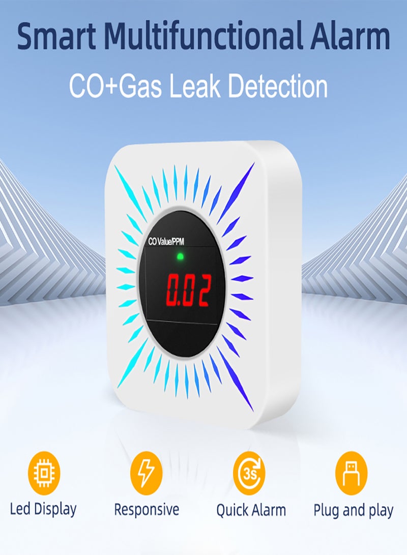 Tuya ZigBee CO Combustible Gases Leak Detector Portable Carbon Monoxide Gases Leakage Tester Multifunctional Gases Concentration Tester Household Air Quality Tester APP Remote Alarm Gases Sniffer - Image 2
