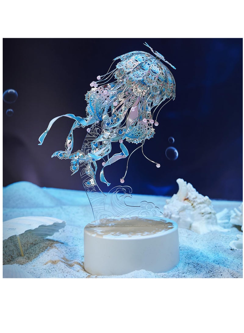 Excefore ألغاز ثلاثية الأبعاد للبالغين، ضوء ليلي قنديل البحر مع قابس USB، نماذج معدنية ثلاثية الأبعاد لحيوانات المحيط، أشغال يدوية وفنون للتجميع DIY - Image 2