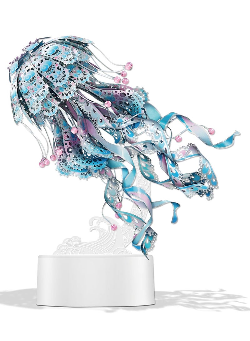 Excefore ألغاز ثلاثية الأبعاد للبالغين، ضوء ليلي قنديل البحر مع قابس USB، نماذج معدنية ثلاثية الأبعاد لحيوانات المحيط، أشغال يدوية وفنون للتجميع DIY - Image 1