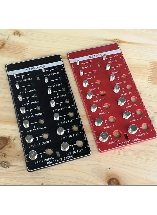 Metric System Aluminum Nut Bolt Thread Checker Inch Size Identification Tool - Image 2