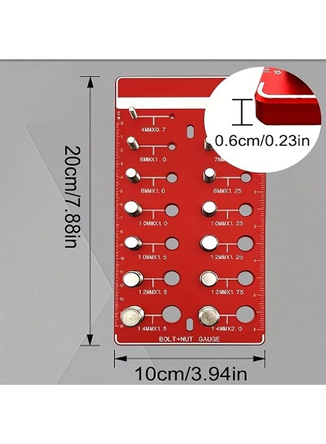 Metric System Aluminum Nut Bolt Thread Checker Inch Size Identification Tool - Image 3