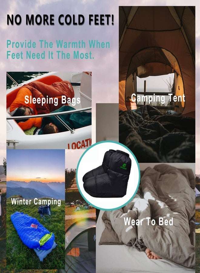 RANDDER Down Booties Warm Socks for Men & Women - Ultralight Sleeping Sock for Camp, Backpacking - Soft & Cozy Camping Sleeping Bag Tent Down Slippers Foot Warmer (Black, Small) - Image 5