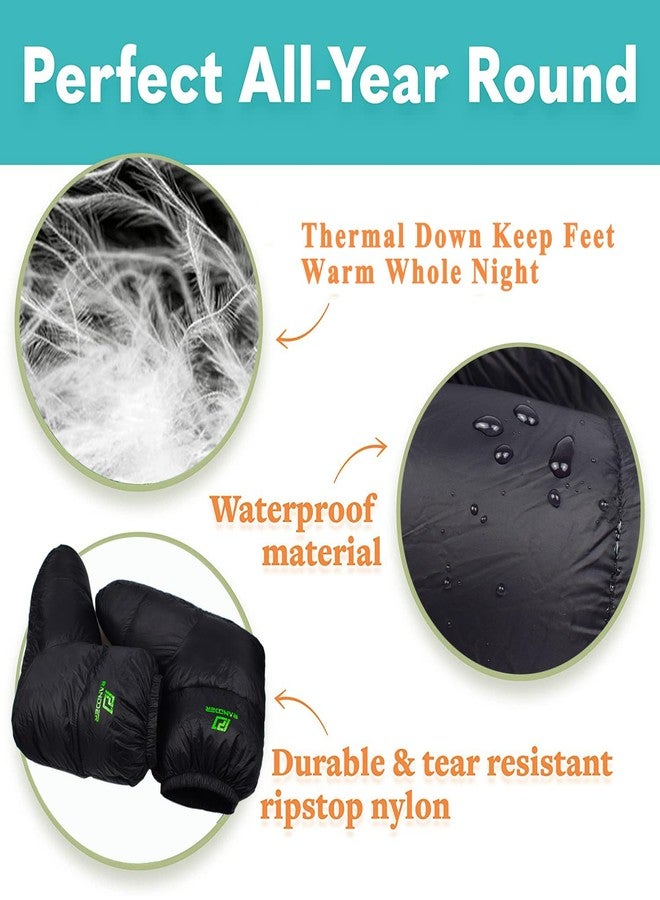 RANDDER Down Booties Warm Socks for Men & Women - Ultralight Sleeping Sock for Camp, Backpacking - Soft & Cozy Camping Sleeping Bag Tent Down Slippers Foot Warmer (Black, Small) - Image 4