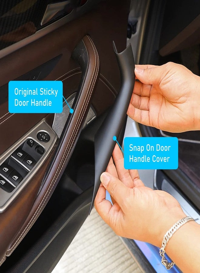 Jaronx Compatible with BMW 5 Series G30 G31 Door Handle Covers 2017-2022, 4PCS Interior Door Pull Handle Covers Compatible with BMW 5 G30/G31 520d, 520i,525d,530d,530e,530i,540dX,540i,M550dX (Black) - Image 2