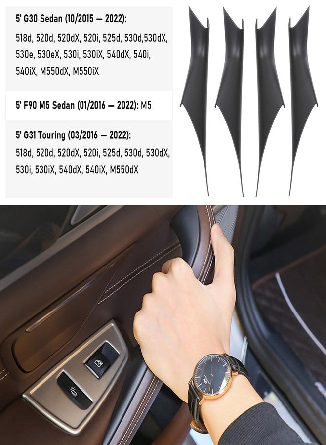 Jaronx Compatible with BMW 5 Series G30 G31 Door Handle Covers 2017-2022, 4PCS Interior Door Pull Handle Covers Compatible with BMW 5 G30/G31 520d, 520i,525d,530d,530e,530i,540dX,540i,M550dX (Black) - Image 4