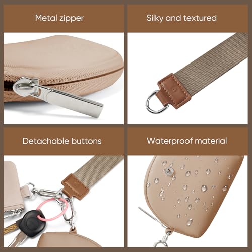 VUTUXA KeyChain Wallet Wristlet Wallets For Women Mini Zip Dual Pouch Wristlet (brown+brown) - Image 4