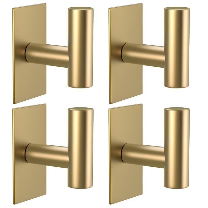 WALL TOWEL HOOKS HEAVY DUTY STICKY HOLDER WATERPROOF TOWEL HOOKS FOR HANGING COAT CLOTHES CLOSET HOOK WALL MOUNT FOR KITCHEN GOLD 4 PACK