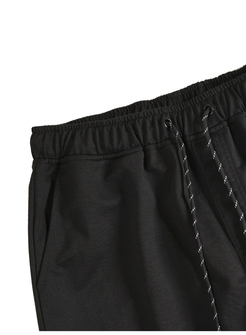 Men's Black Logo Joggers Drawstring Waist Ankle Cuffed Casual Tapered Sweatpants - Image 5