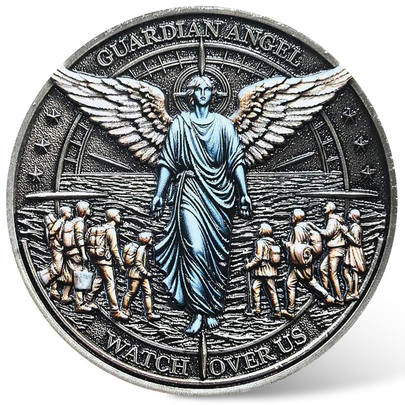 CYOUNG Guardian Angel Challenge Coin 157 Inch Zinc Alloy Faith and Protection Coin with Travelers Prayer Perfect for Spiritual Gifts and Travel Protection - Image 3