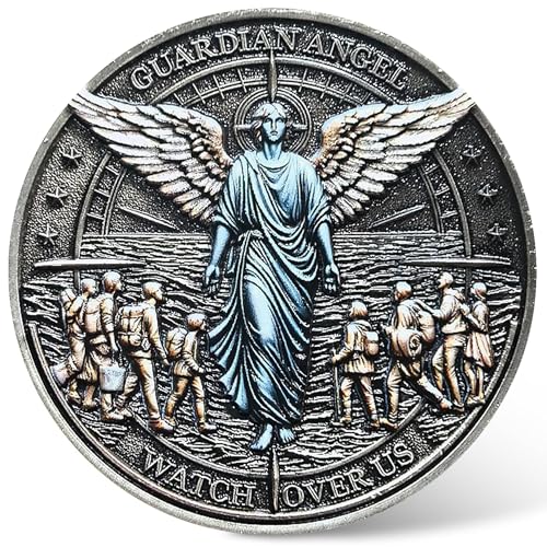 CYOUNG Guardian Angel Challenge Coin 157 Inch Zinc Alloy Faith and Protection Coin with Travelers Prayer Perfect for Spiritual Gifts and Travel Protection - Image 1