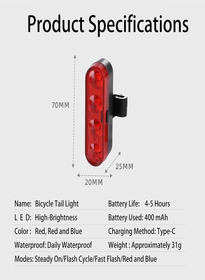 HX Bike Lights for Night Riding, USB Rechargeable Bike Lights Front and Back, Waterproof IP65 Bicycle Light, 3 Modes Bike Headlight, Waterproof Safety Front & Rear Back Light - Image 4