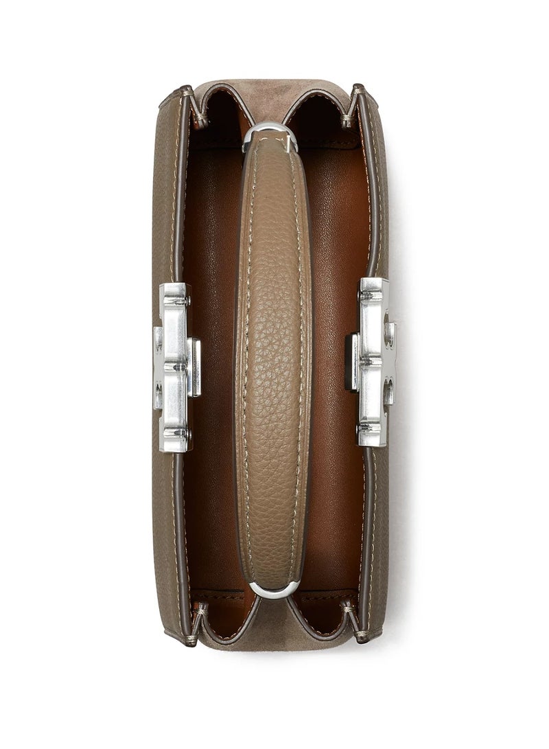 Burch Tory  Mini Eleanor Leather Satchel Bag, Women's Cross Body Bag, Women's Tote Bag, Women's Hand Bag, Women's Shoulder Bag, Women's Travel Bag, Wild-Mushroom-20cm - Image 4