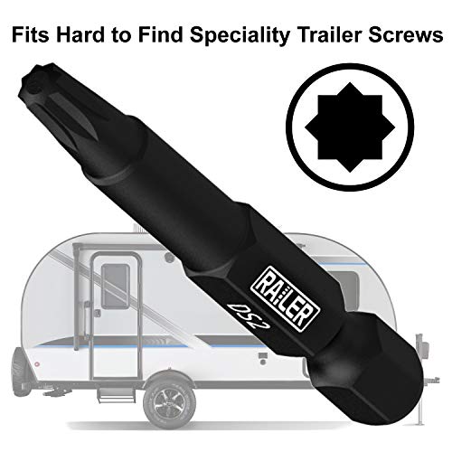 Railer Double Square 8 Point Star Bit Set, 5pc S2 Steel 2 Inch 8 Spline Fastener Drive Bit Set with Storage Bit Holder - Image 2