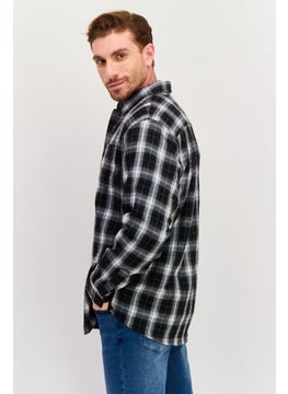 Burnside Men Regular Fit Plaid Long Sleeve Casual Shirt, Black  - Image 2