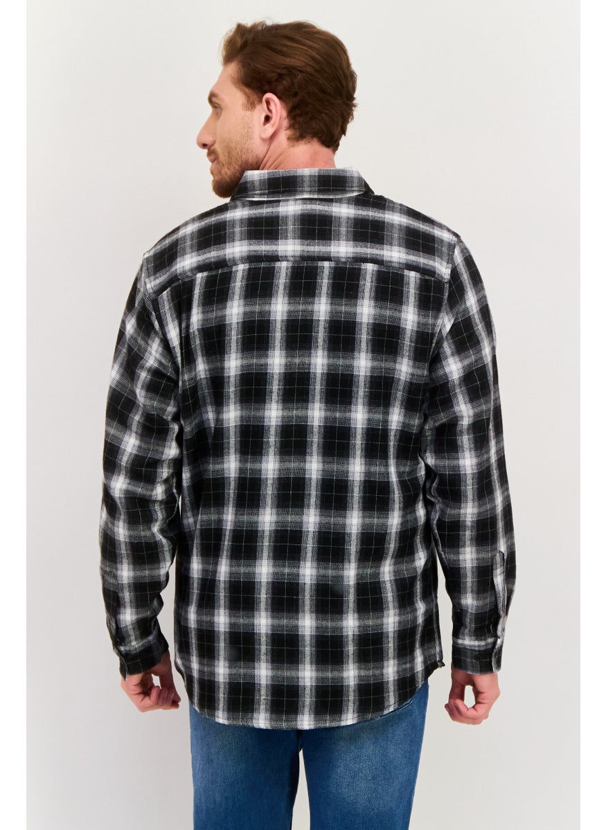 Burnside - Men Regular Fit Plaid Long Sleeve Casual Shirt, Black - Image 1