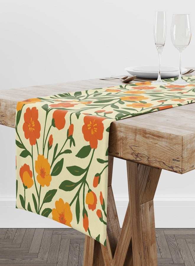 Astitva Cotton Table Runner - 13 x 45 Inches | Orange, Floral Dining Table Cloth | Elegant 4 Seater Runner for Home & Party Decoration - Image 2