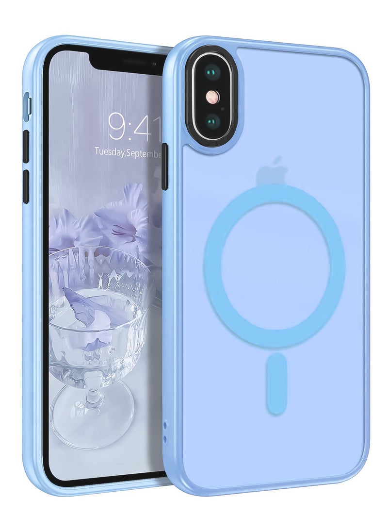 Generic - Magnetic Case For iPhone Xs Max Case Compatible with MagSafe Military Grade Protection Shockproof Translucent Matte Case Anti Scratch Shockproof Phone Case (Light Blue) - Image 1